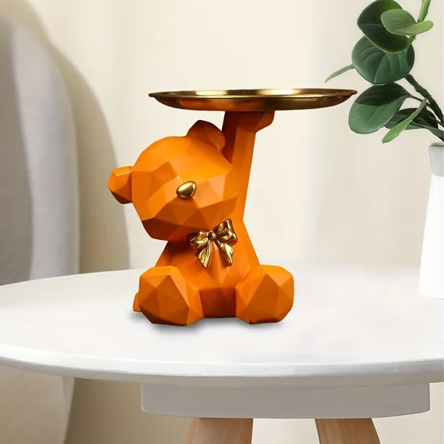 Geometric bear storage stand made of resin