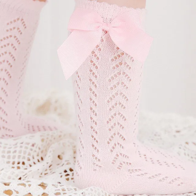 Girls cute crocheted socks with bow