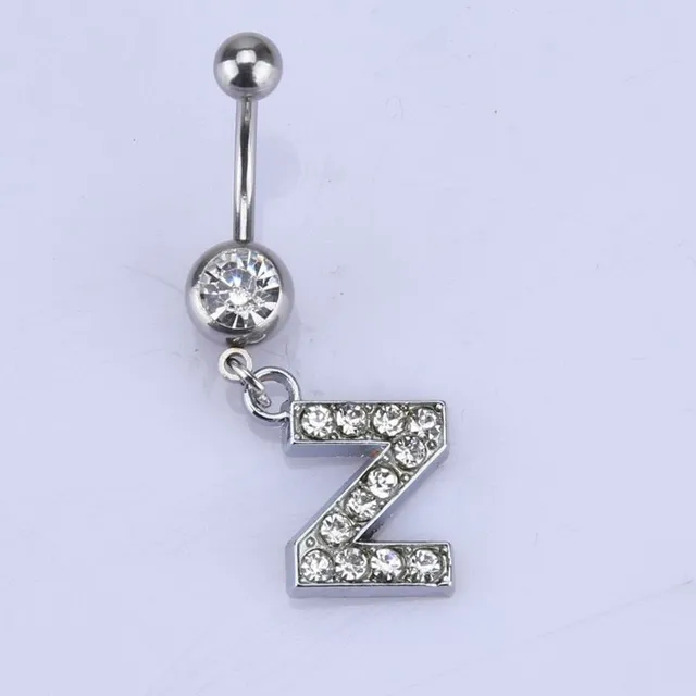 Stylish metal navel piercing with letter