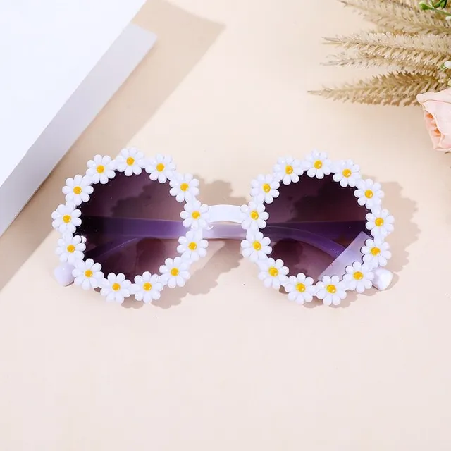 Luksusowe dziewczęce okrągłe okulary przeciwsłoneczne z małymi kwiatami - różne kolory Soechate