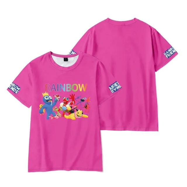 Children's trendy short sleeve T-shirt with Rainbow Friends print