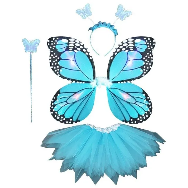 Children's glowing butterfly wing costume with skirt