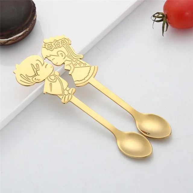 Tea teaspoons boy and girl 2 pieces