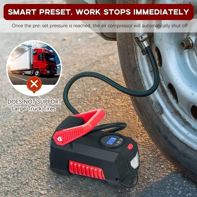 Air Compressor Pneumatic Inflator Portable Air Pump For Autopneumatics 12V DC Pump To Car 100PSI With LED Light For Cars, Wheels and Other Inflatable Things