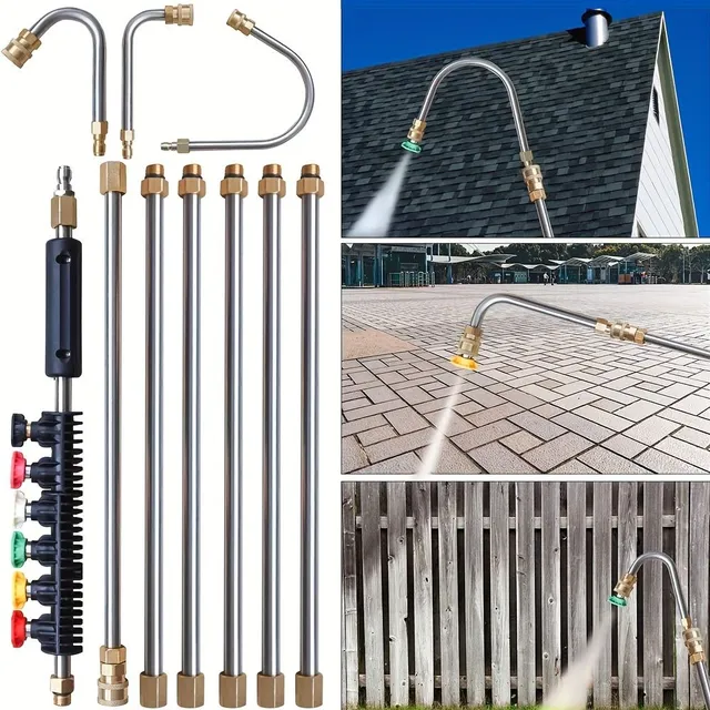 10pc extension rod high pressure dishwasher, spray rod with 5 spikes atomizing nozzles, 120° curved rod, 4000PSI