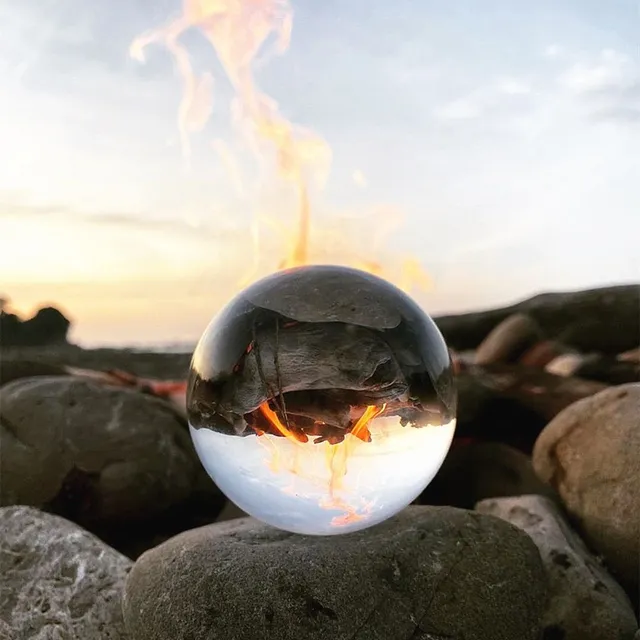 Crystal ball on wooden stand