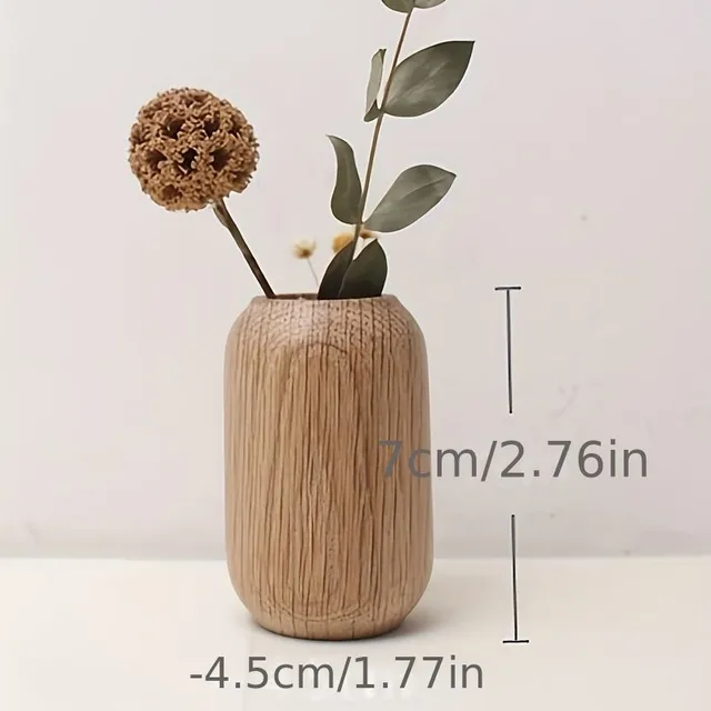 Oak vases in casual style, Japanese craft with wooden vase with natural surface - ideal for minimalist and zen interiors