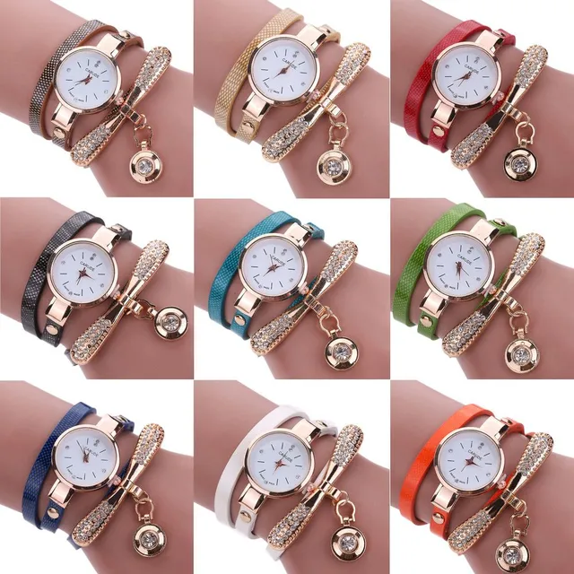 Ladies set - Watch and bracelet with gemstone - 8 colours