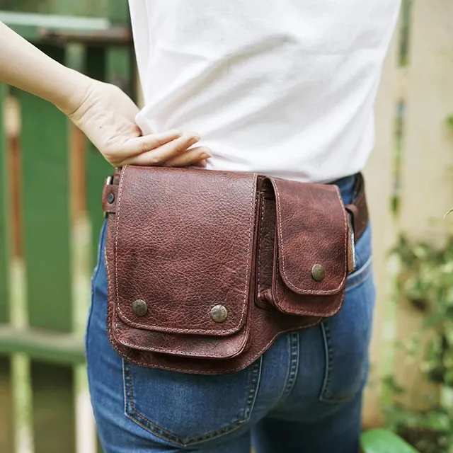 Banane punk en cuir PU vintage, fanny pack tendance pour l'extérieur et les voyages