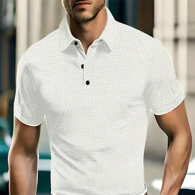 Men's Polo T-shirt, breathable, comfortable, with short sleeve and half buttoning, slim cut - summer and outdoor sports