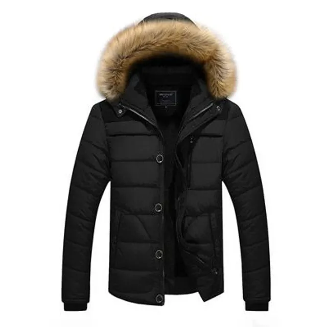 Men's luxury jacket with fur Nero-X3