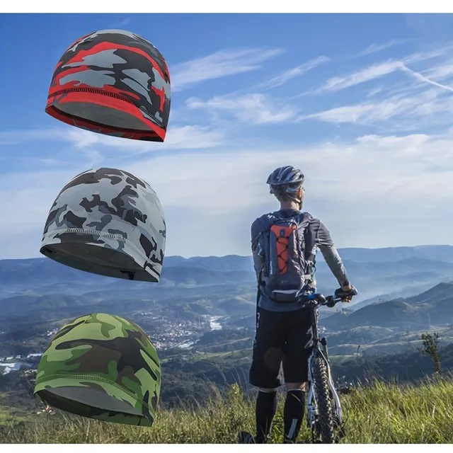 Universal cycling hat with camouflage printing - fast drying lining, breathable, suitable for sport, hiking, swimming