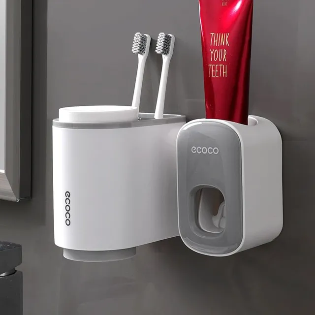 Toothpaste dispenser with toothbrush holder and paste