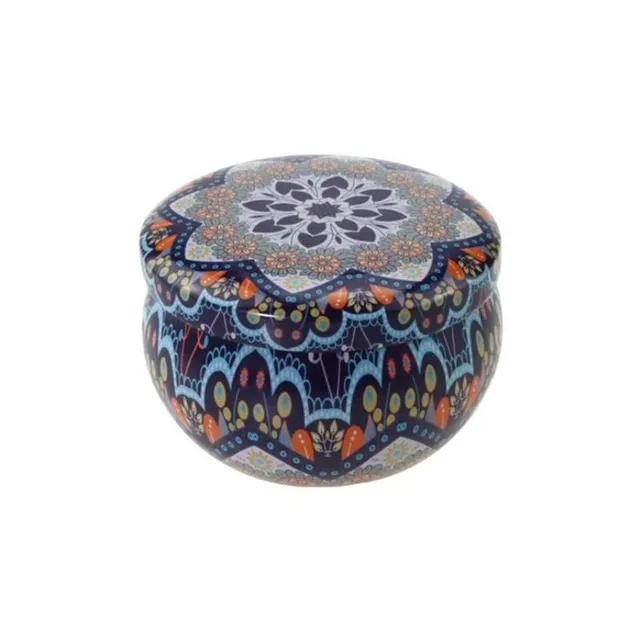 Candle with dried flowers in resealable container Blue