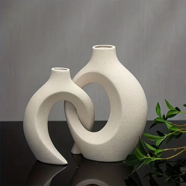 Beautiful Nordic boho vase made of white ceramics - Minimalist piece for stylish home