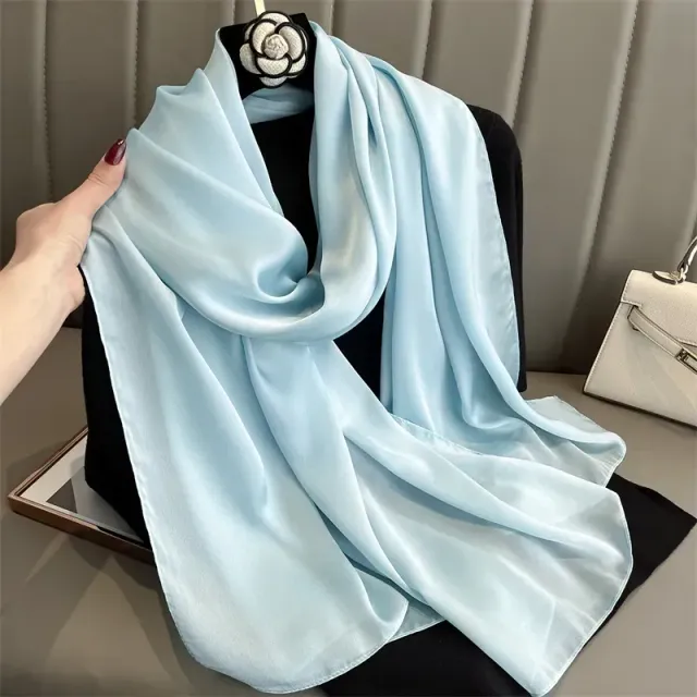 Fashionable satin scarf with a size of 90x180 cm for women