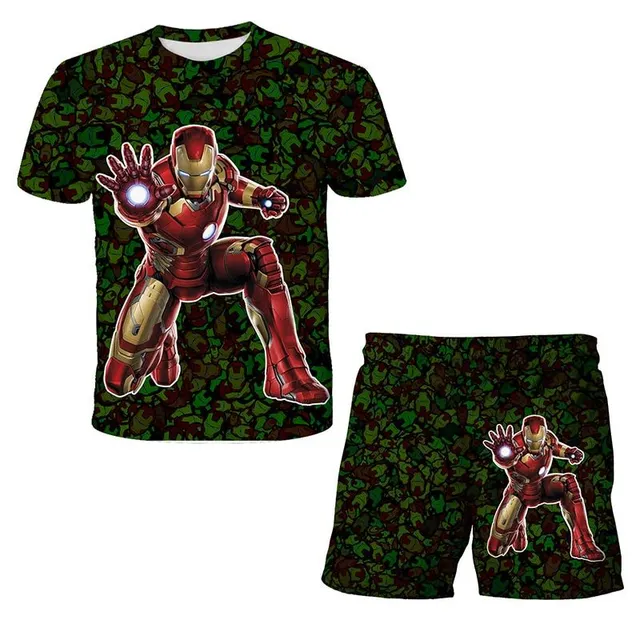 Štýlová športová detská súprava šortiek a trička s motívom obľúbeného Avengers Kirbyho