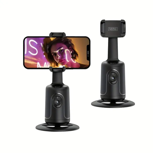 Suport automat pentru telefon cu funcție de urmărire, Selfie stick inteligent cu cameraman 360°, Stand pentru față și obiect - Robot pentru vloguri pentru streaming live