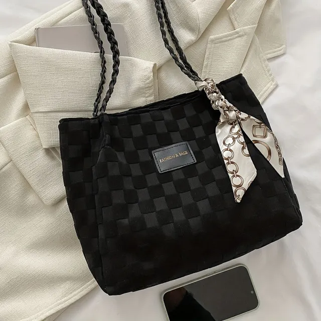 Elegantná dámska tote kabelka s premaľovaným vzorom a šatkou, ideálne pre každodenné použitie