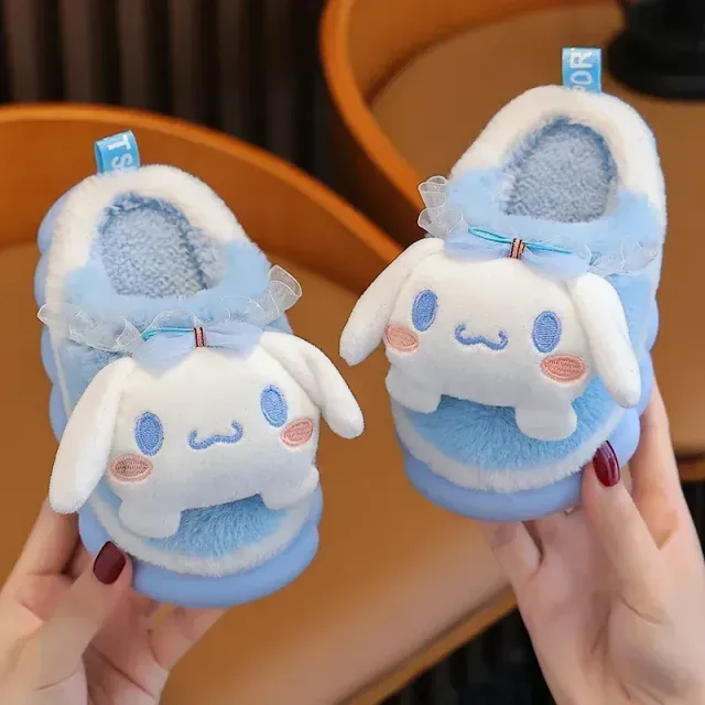 Kids cute slippers at home, soft and slippery