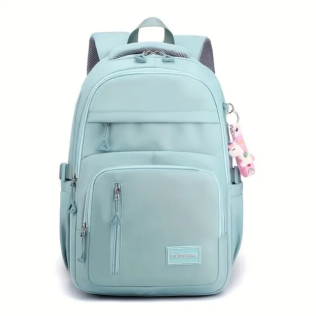 Trendy backpack with many pockets, monochrome, large capacity, ideal for travel and commuting