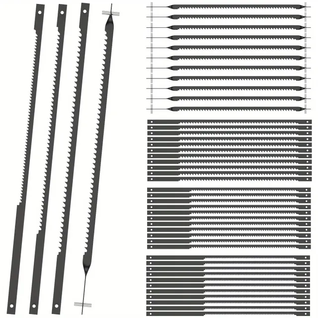 48 piece set of saw blades with saw blades - universal 10,16 cm, 15/18/24 TPI, for wood and metal, of high-carbon steel