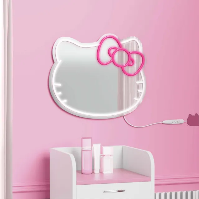 1pc Sanrio HelloKitty Cute Bow Anime Style LED Mirror