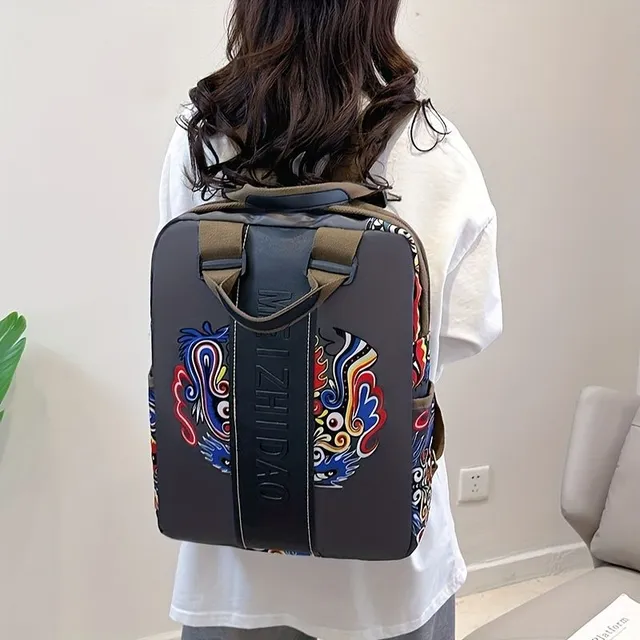 Ladies' anti-theft backpack with large capacity and fashion printing