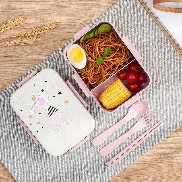 Bento food box with cutlery