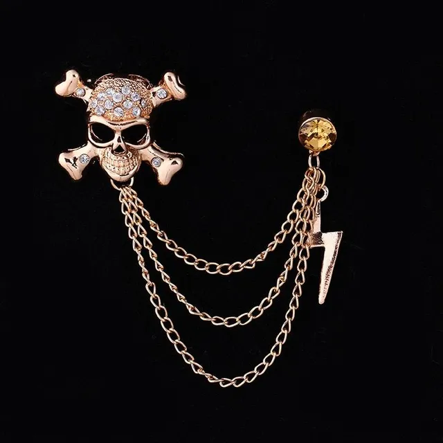 Stylish modern brooch with Pirates chain