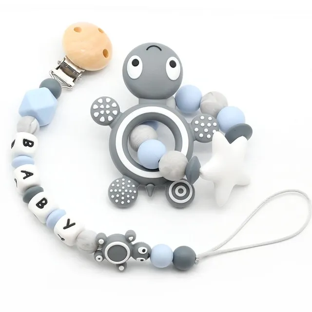 Baby silicone teether on clip