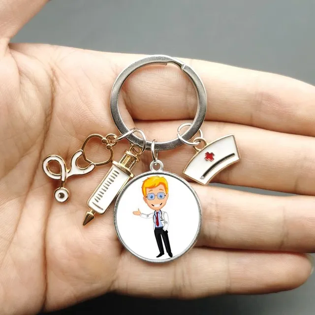 Original keychain with motif of doctors and nurses