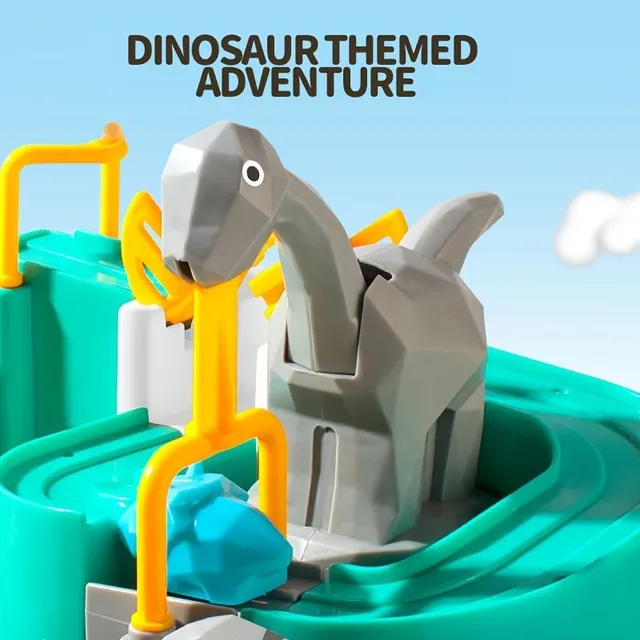 Jucării traseu de dinozauri: Aventură de cascadorii pentru băieți și fete | Puzzle traseu de curse | Orașul salvatorilor | Jucării educative preșcolare pentru copii mici