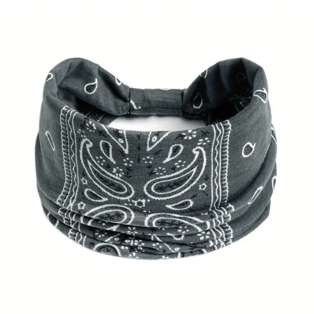 Women's boho headband with paisley pattern - stretchable and elegant for sport and common wearing