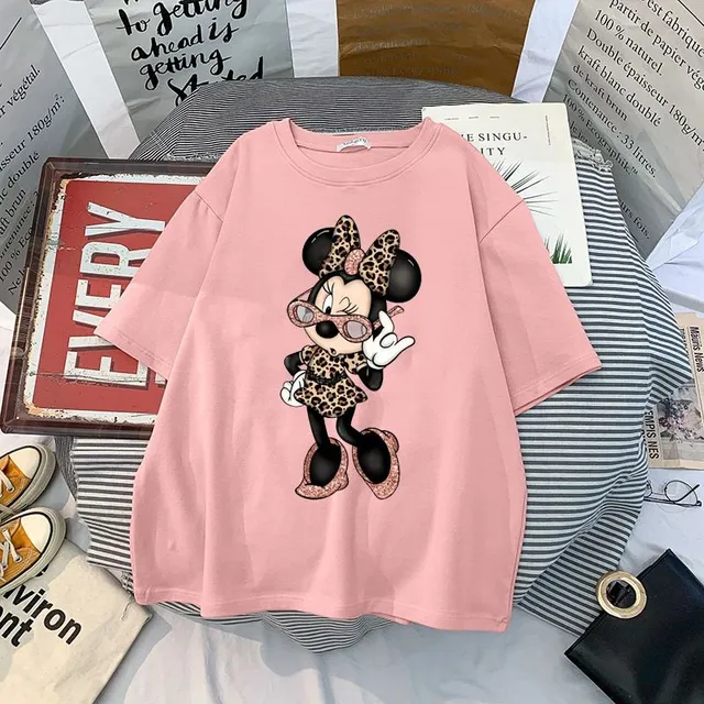 Női rövid ujjú póló aranyos Minnie nyomtatással