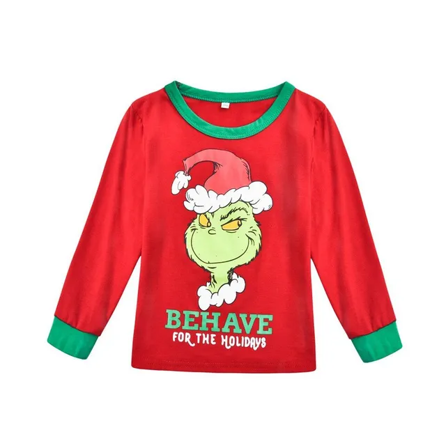 Christmas family pyjamas with cheerful Grinch print