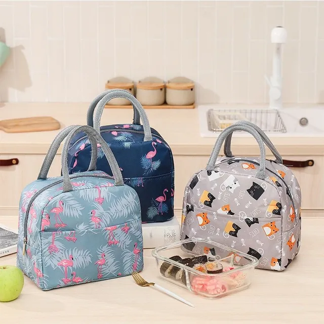 Simple classic trendy lunch bag with a luxurious modern colour print