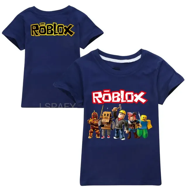 Stylové dětské jednobarevné tričko s krátkým rukávem a potiskem postav ze hry ROBLOX