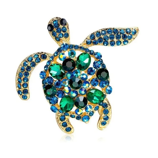 Turtle brooch with gemstones