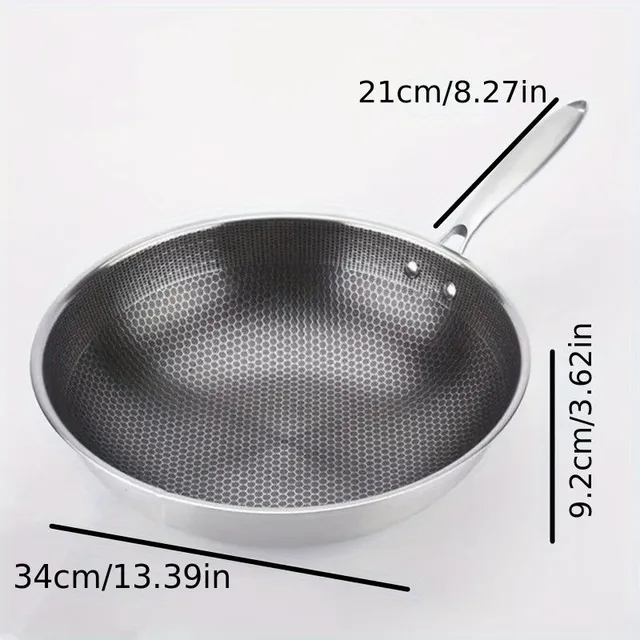 Sartén wok de acero inoxidable con superficie antiadherente Honeycomb, para cocinas de gas e inducción, utensilios de cocina