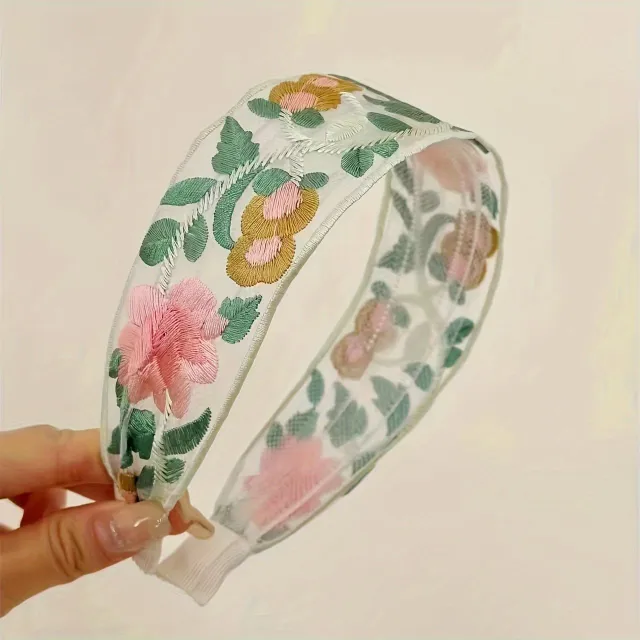 Elegant floral headband made of premium fabric with vintage breath for women