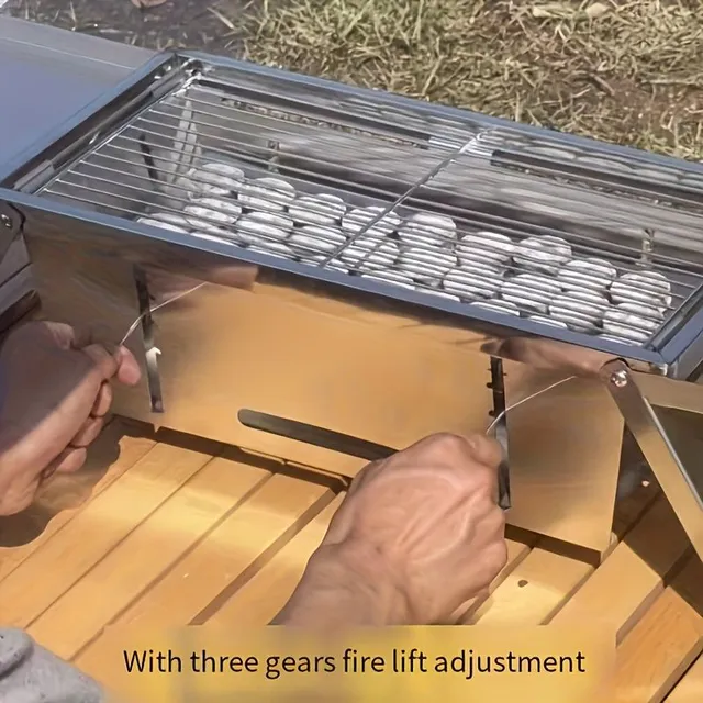 1ks Skládací gril na venkovní grilování z nerezové oceli, přenosný gril na kempování a piknik