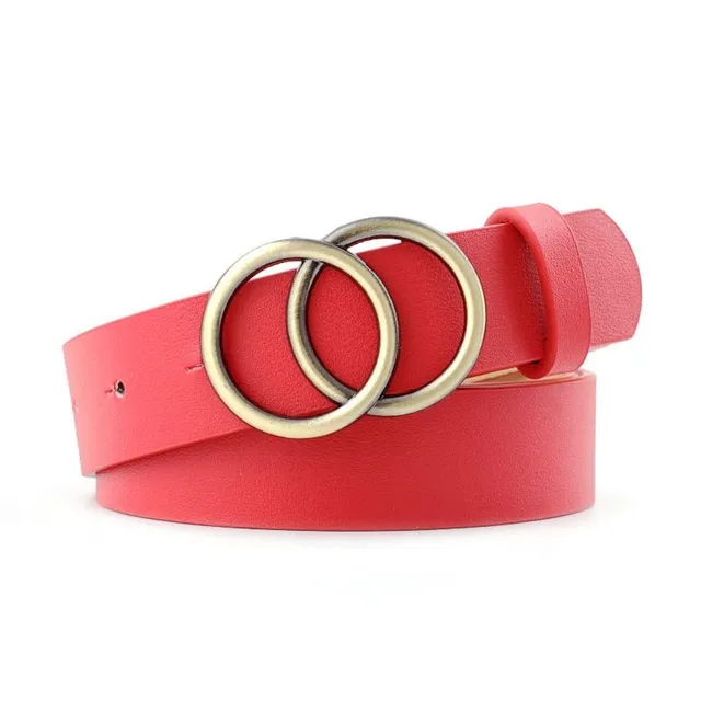 Fashionable ladies belt with round metal buckle