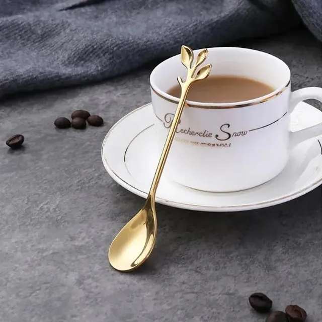 Set of 6 elegant gold spoons made of stainless steel in sheet shape