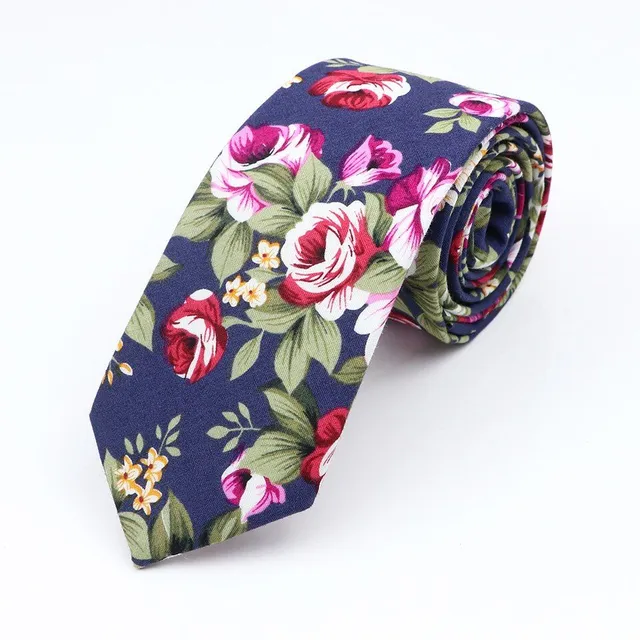 Stílusos unisex nyakkendő virágos motívummal Clive