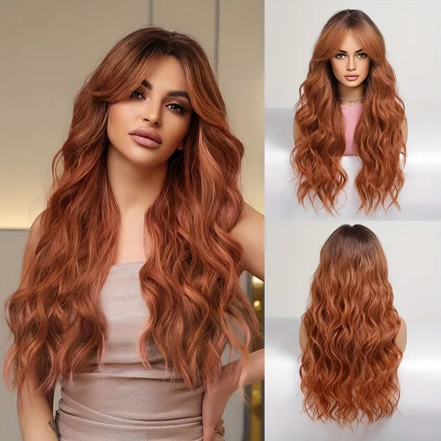 Fashion wig with color transition - bow tie cut, long curly and curly hair, medium footpath, layered