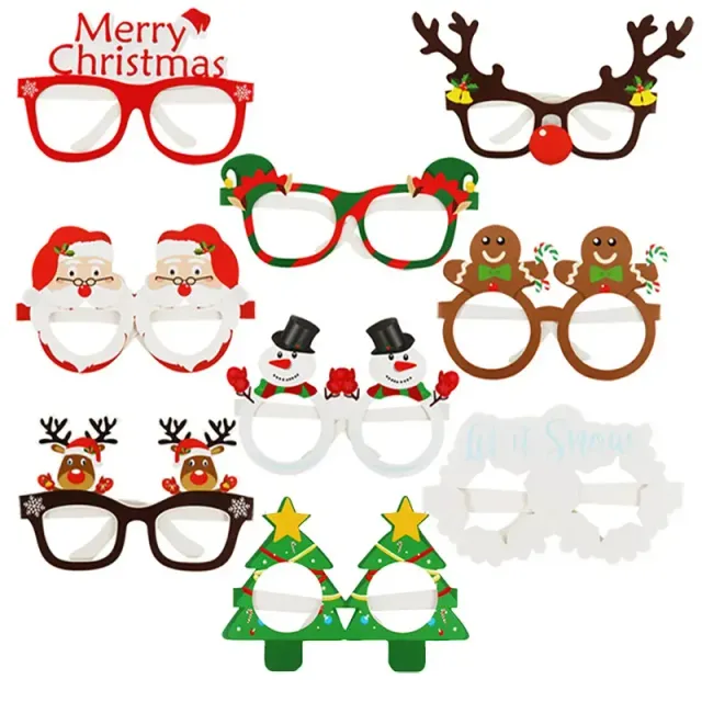 9pcs Christmas props into a photo booth with Santa Claus motifs, Christmas tree and glasses