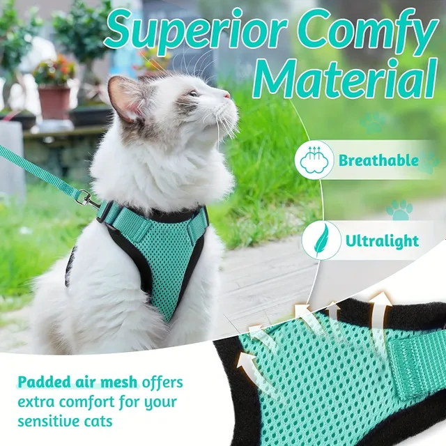 Safety harness and guide for cats - Soft and adjustable, Ideal for walking and exploring