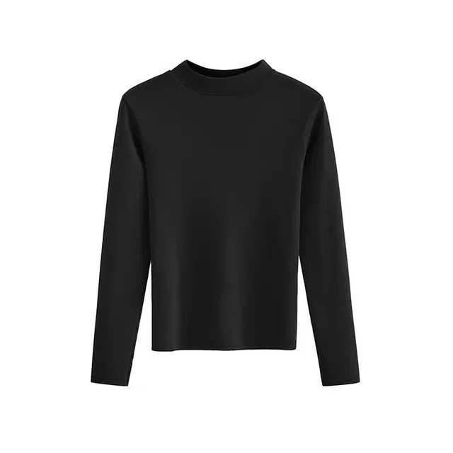 Women's solid colour turtleneck T-shirt - long sleeve, spring/autumn