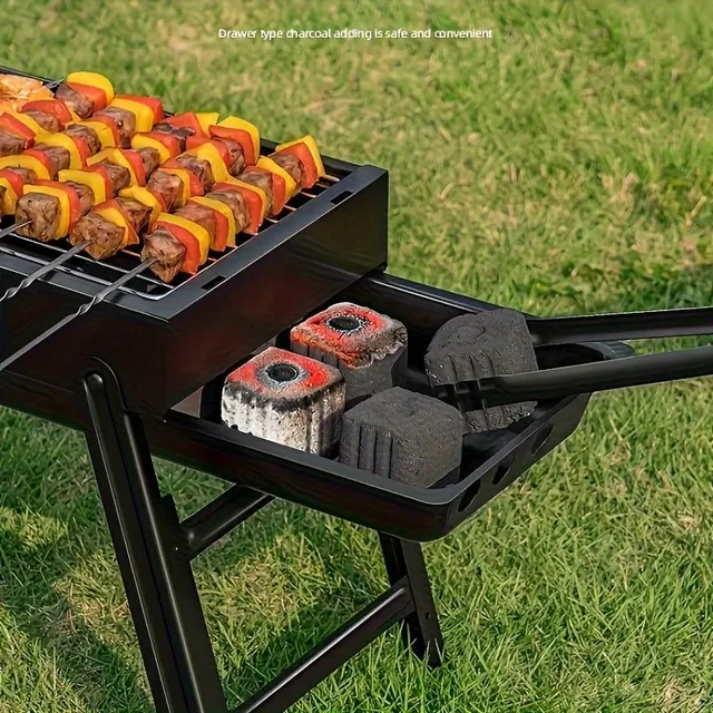 Folding grill for charcoal and wood - portable grill for BBQ and camping